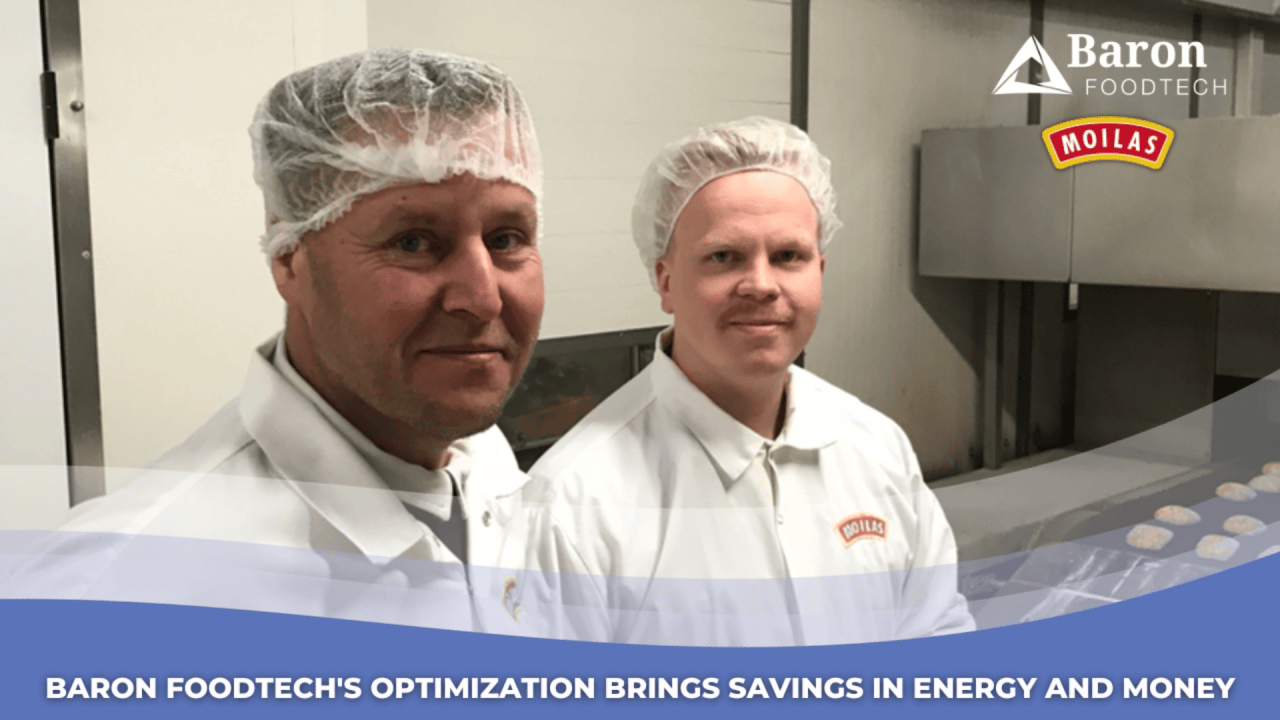 Moilas CEO and Baron Foodtech Head of Sales Matias Lehtinen checking results of process optimization.