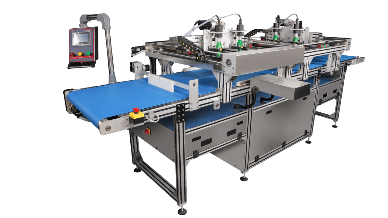 Ultrasonic Food Cutter - Conveyor two station cutting system 