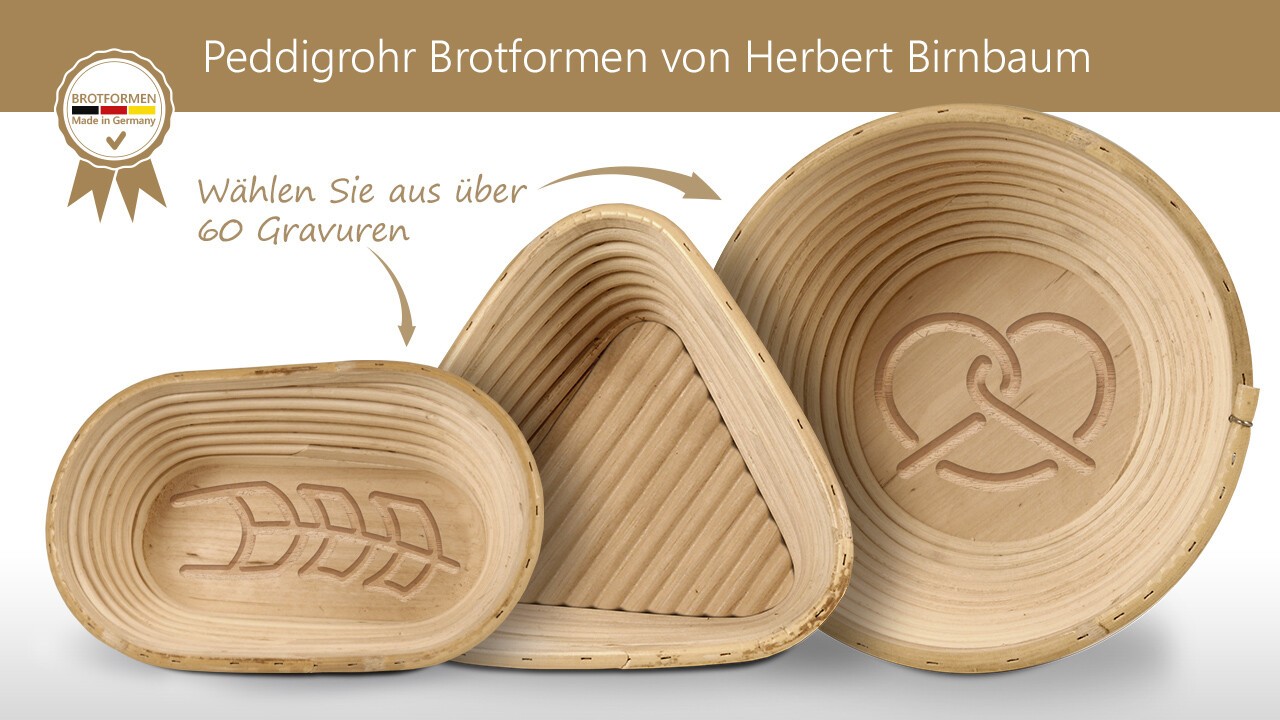 Birnbaum Brotformen aus Rattan (Peddigrohr)