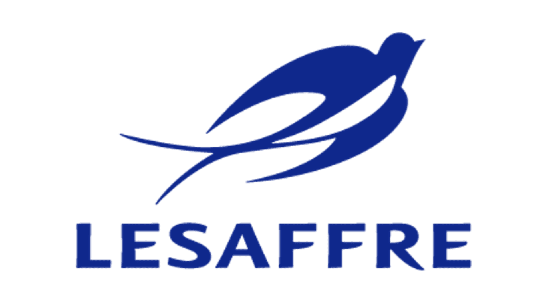 Blue stylized bird graphic above the word LESAFFRE in bold, blue, uppercase letters on a white background.