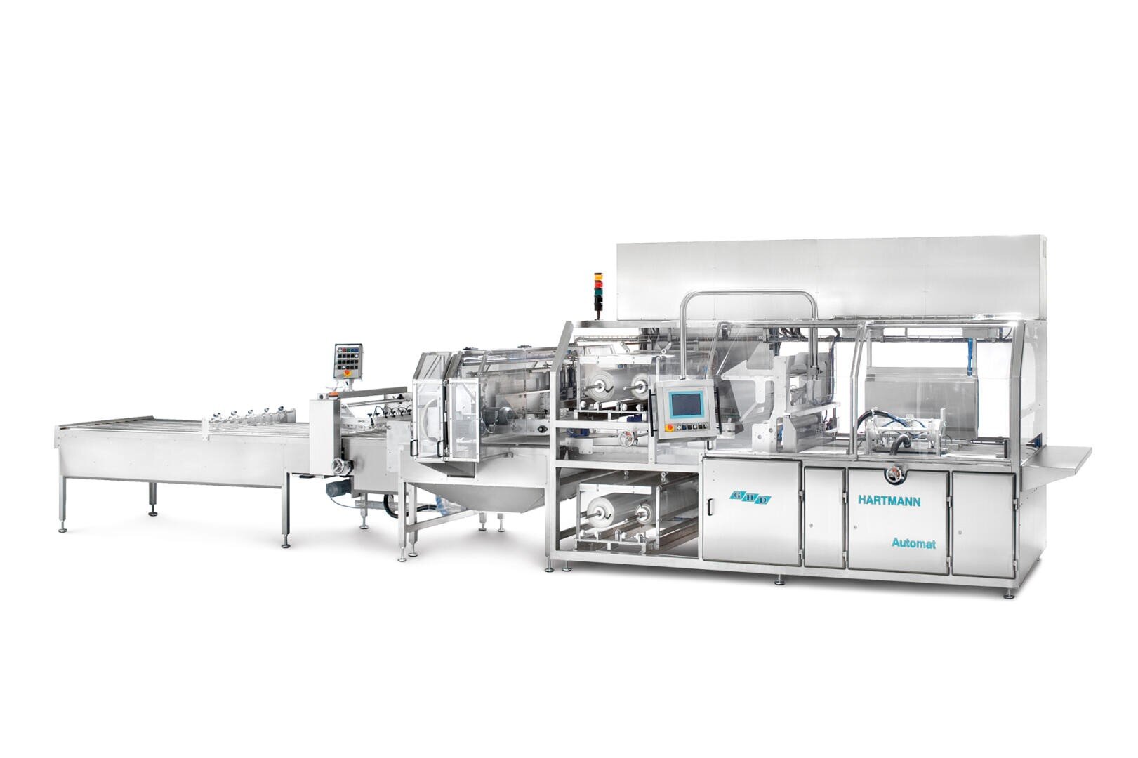 Eine große, industrielle Eierverpackungsmaschine mit Förderband, Schalttafeln und transparenter Abdeckung, die für automatisierte Sortier- und Verpackungsprozesse ausgelegt ist.