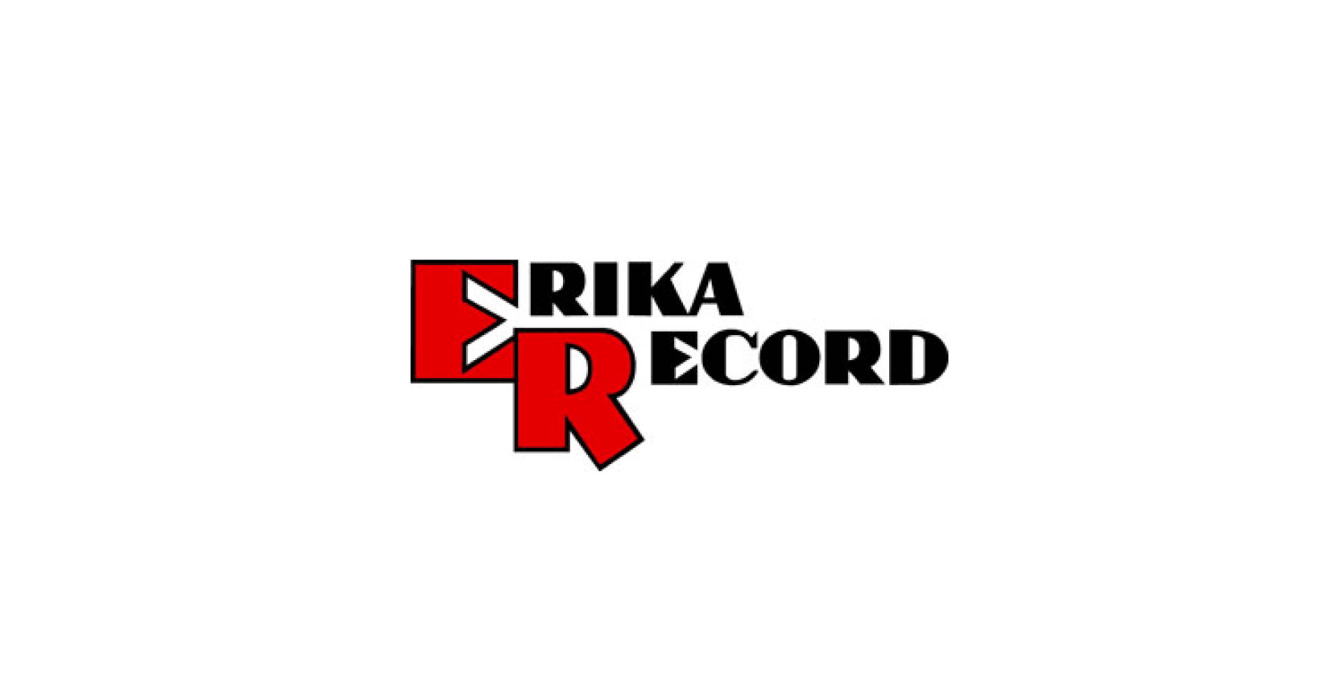 Logo für Erika Record mit den fetten roten Buchstaben E und R und dem Rest des Namens RIKA und ECORD in schwarzer Schrift, angeordnet auf weißem Hintergrund.