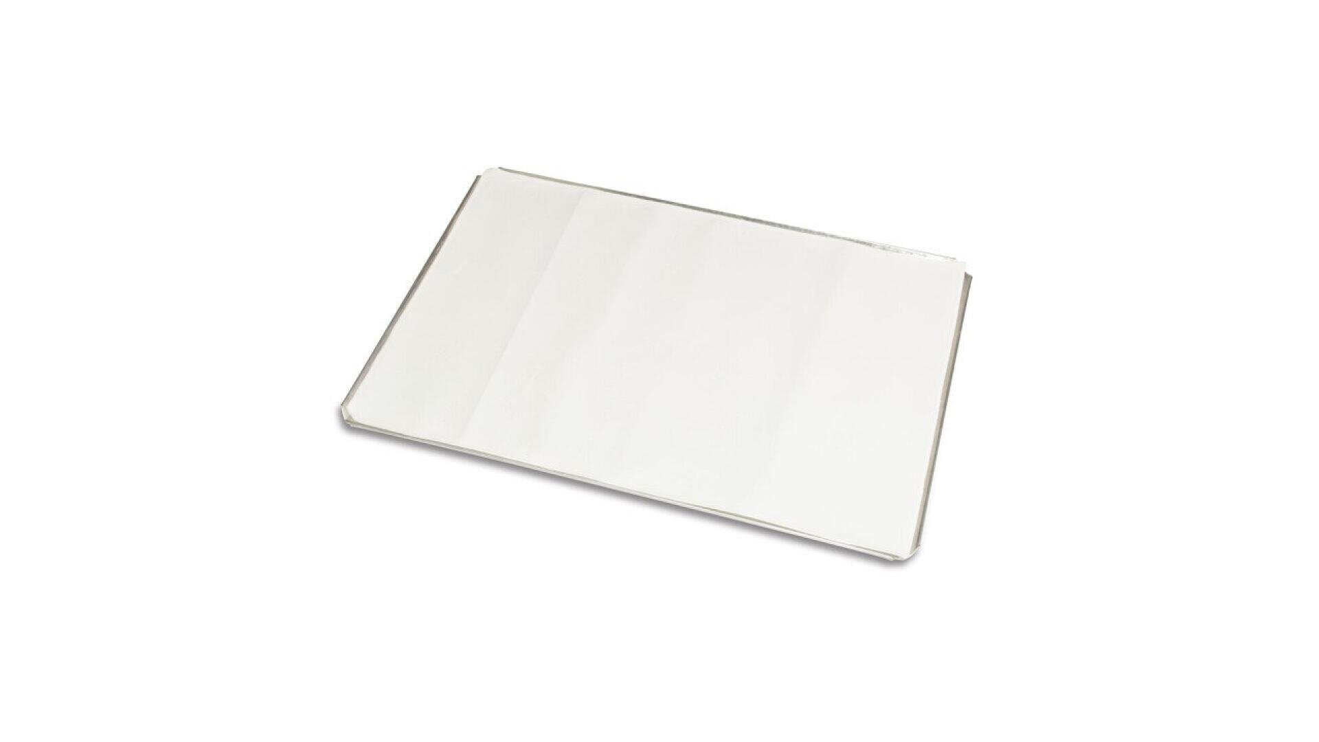 A plain, rectangular, silver baking sheet or cookie sheet with raised edges is shown on a white background.