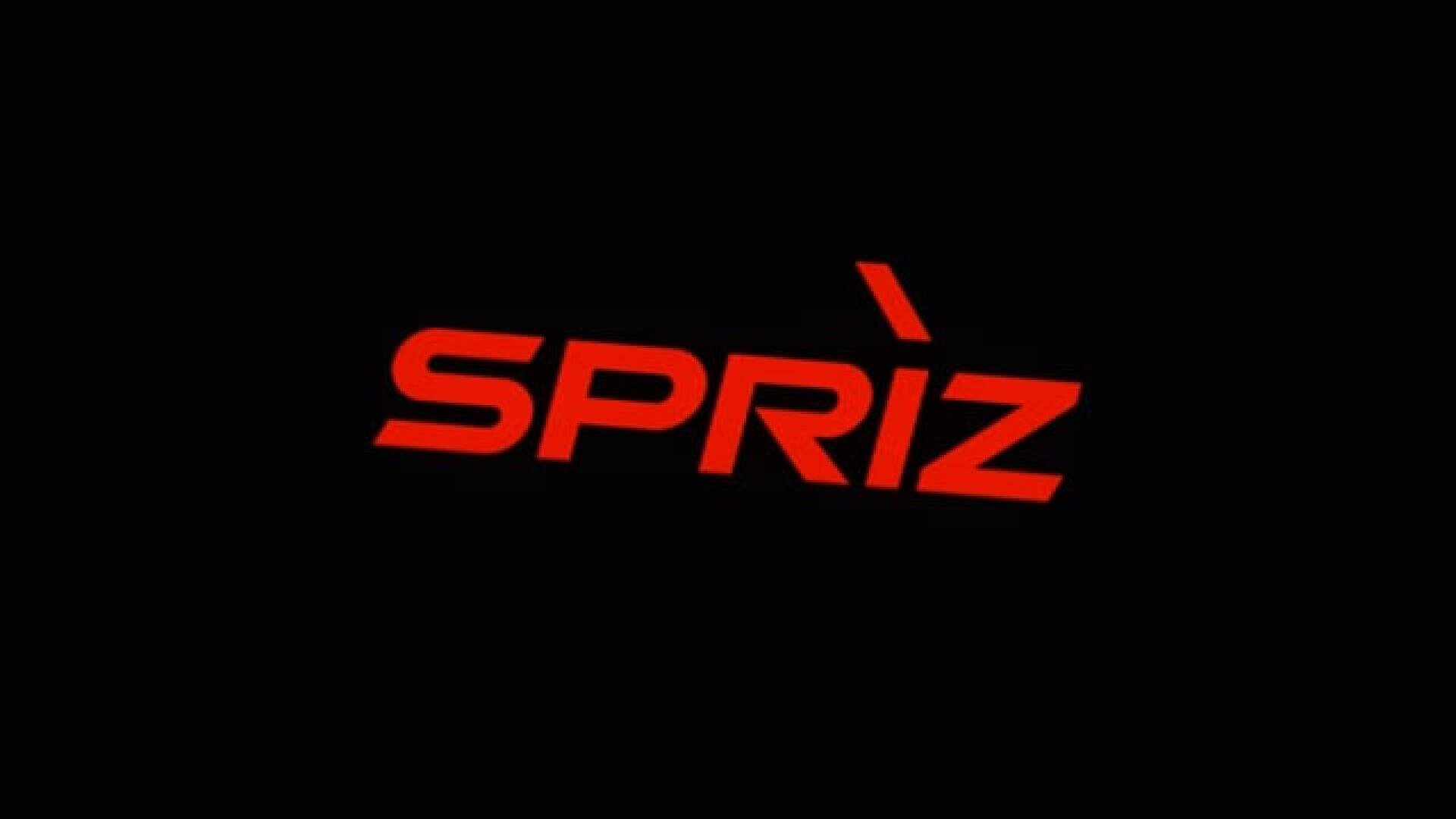 The word SPRIZ is written in bold, cursive red letters on a black background, with an accent mark above the I.