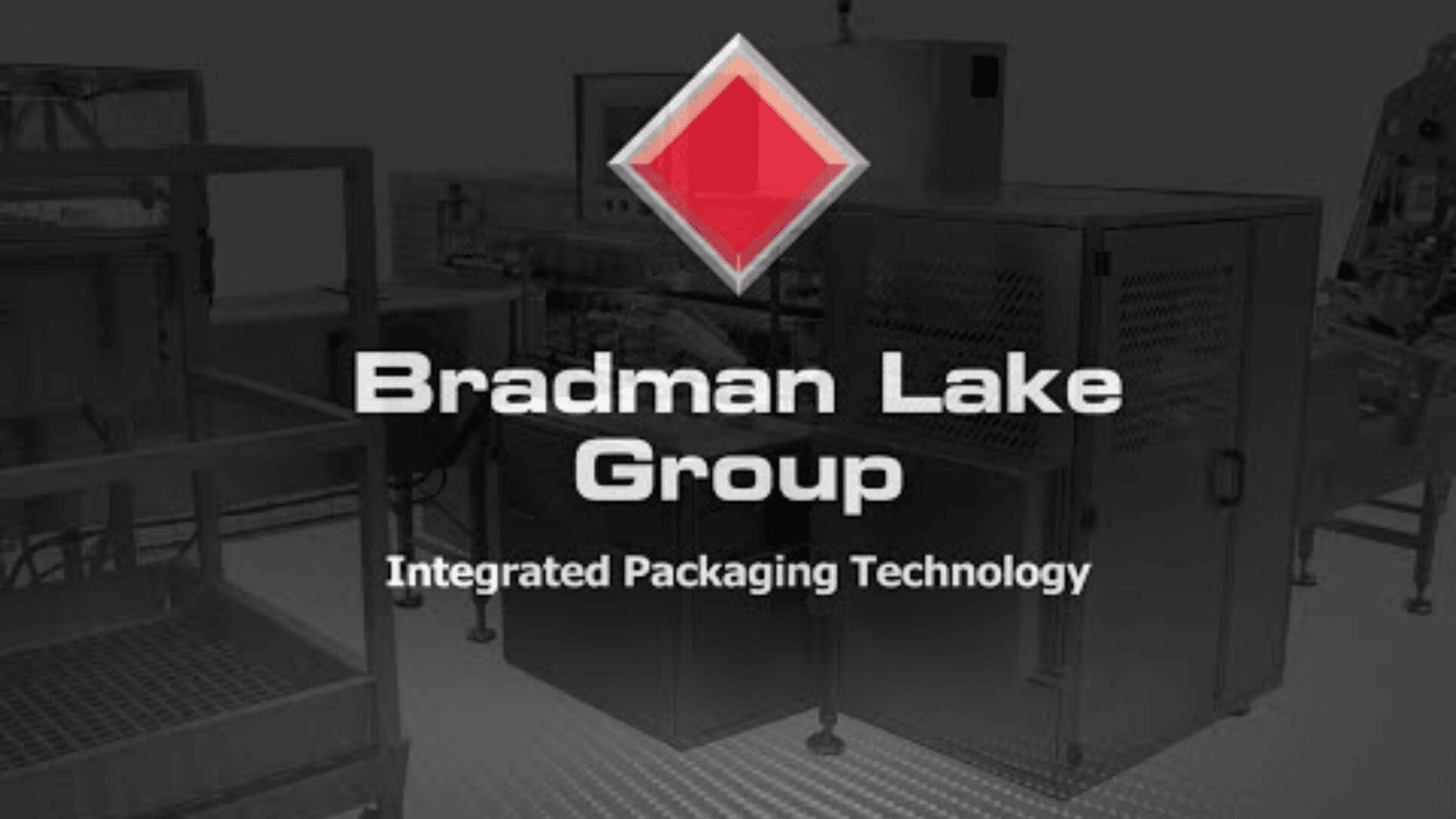 Bradman Lake Group logo above the words Bradman Lake Group Integrated Packaging Technology with industrial packaging machinery in the background.