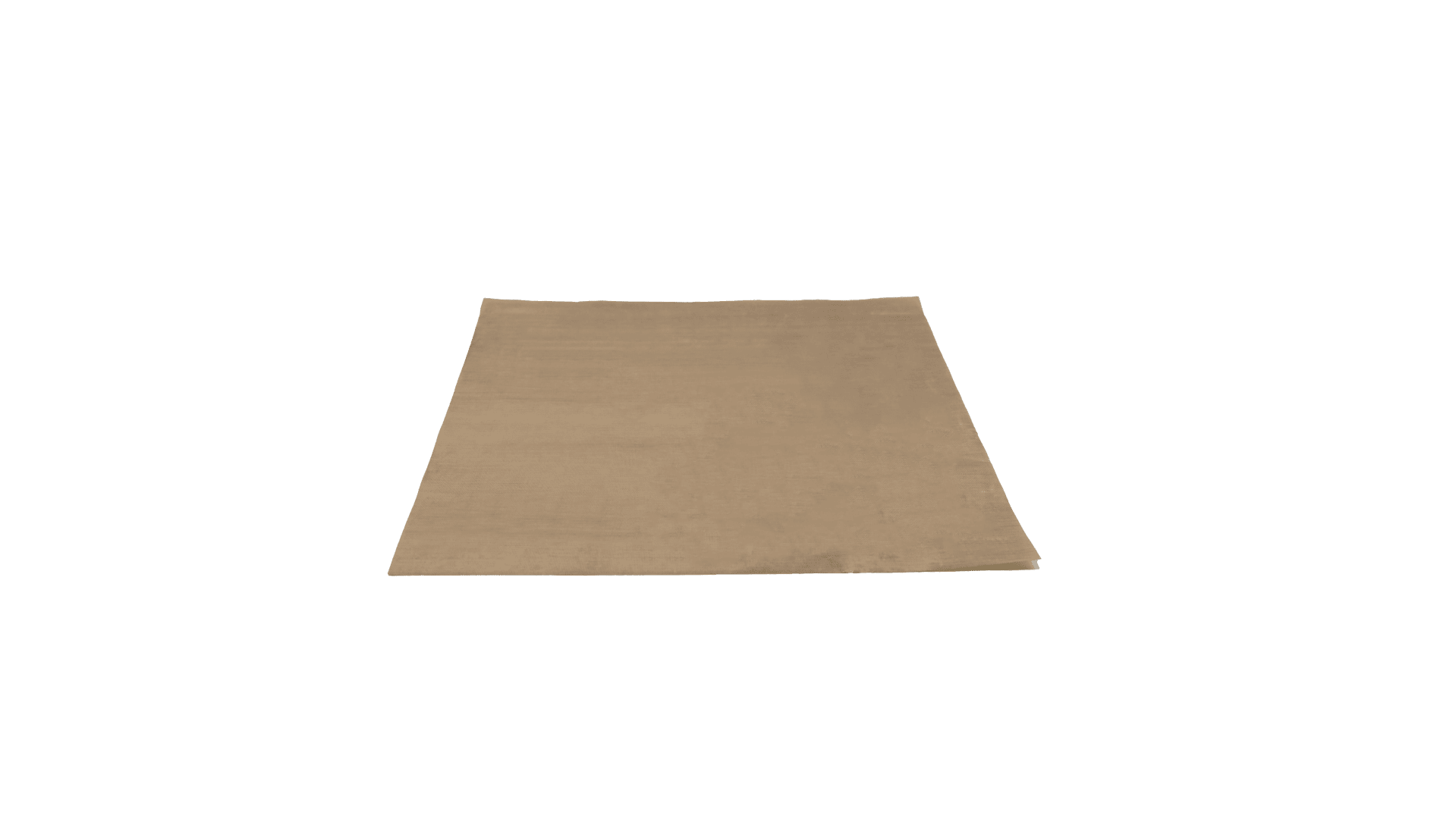 Ein einzelnes, flaches, quadratisches Stück hellbraunes Pergamentpapier wird vor einem grünen Hintergrund ausgelegt.