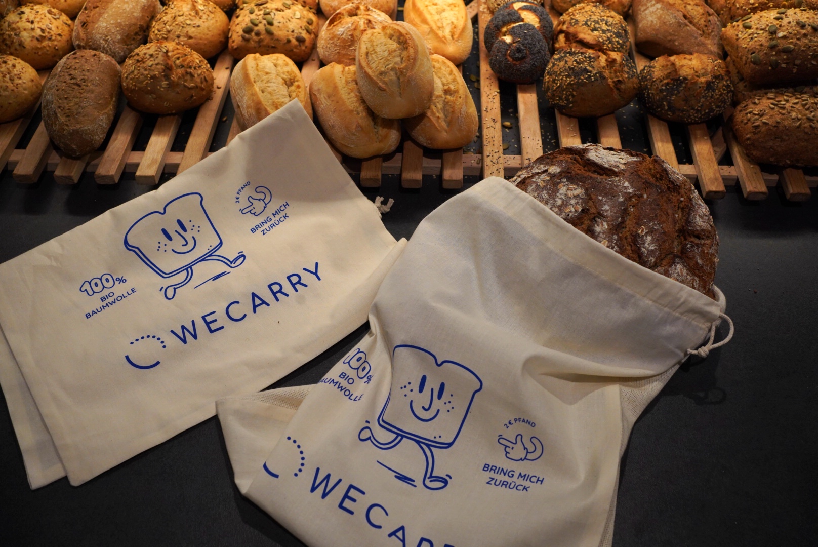 WECARRY Mehrwegbeutel aus 100% Bio-Baumwolle